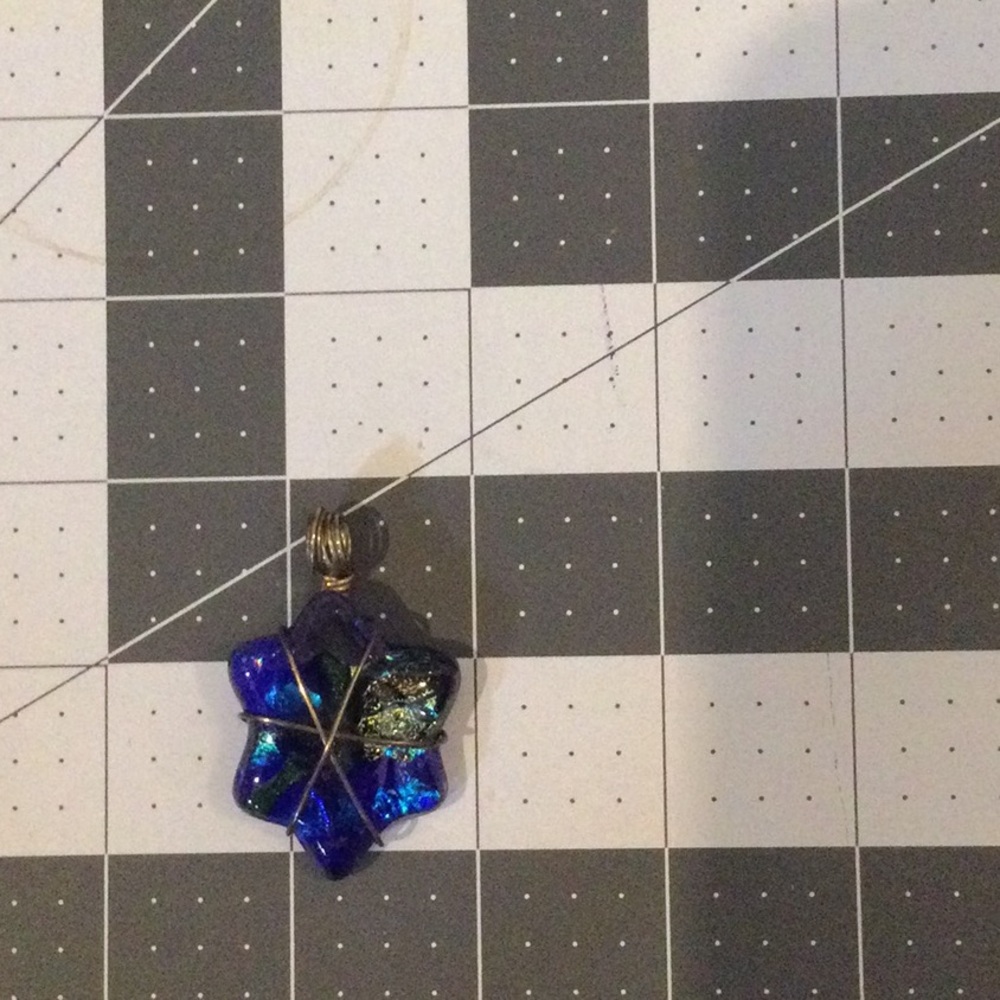 Blue and Gold Glass Pendant